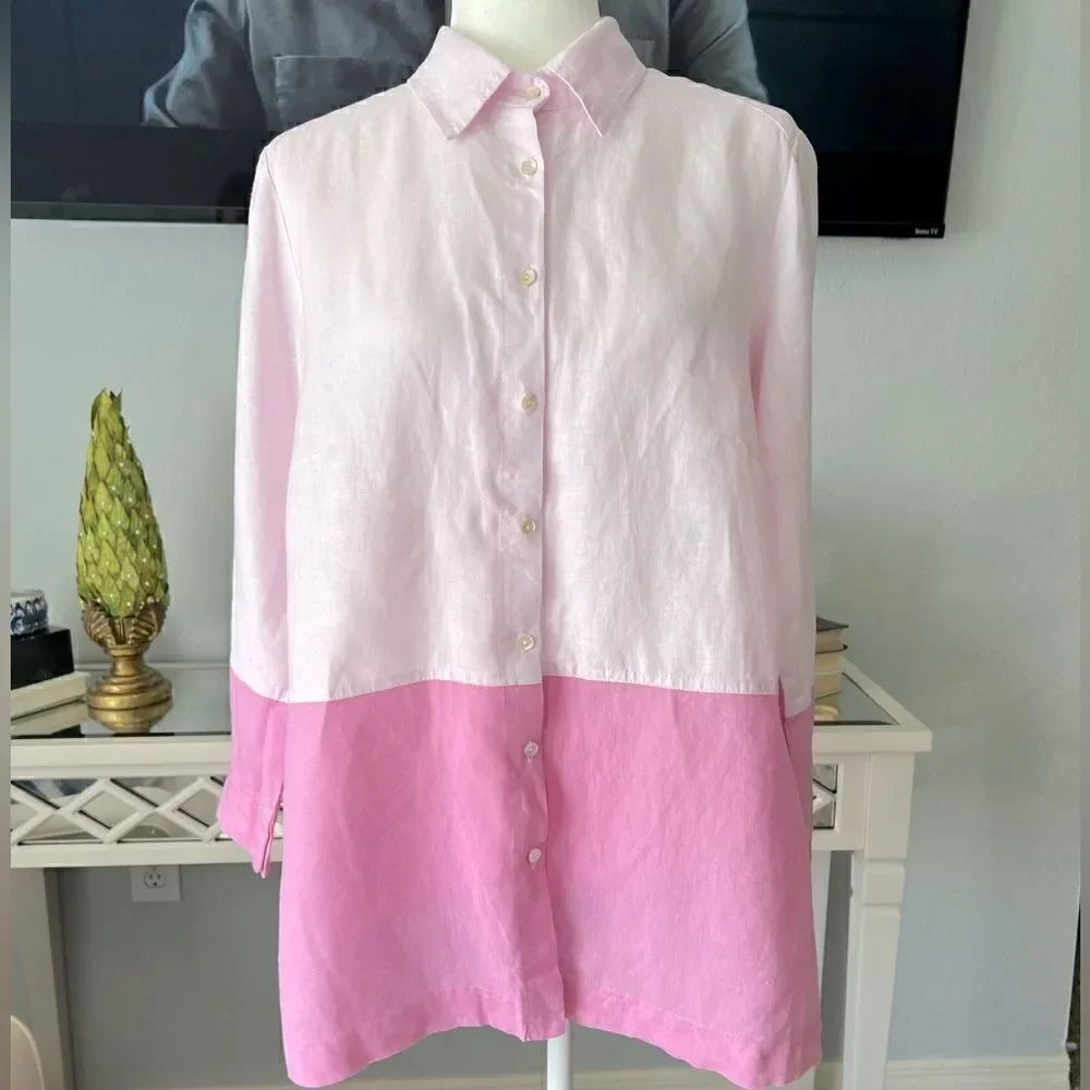 ILinen Pink Linen button down shirt